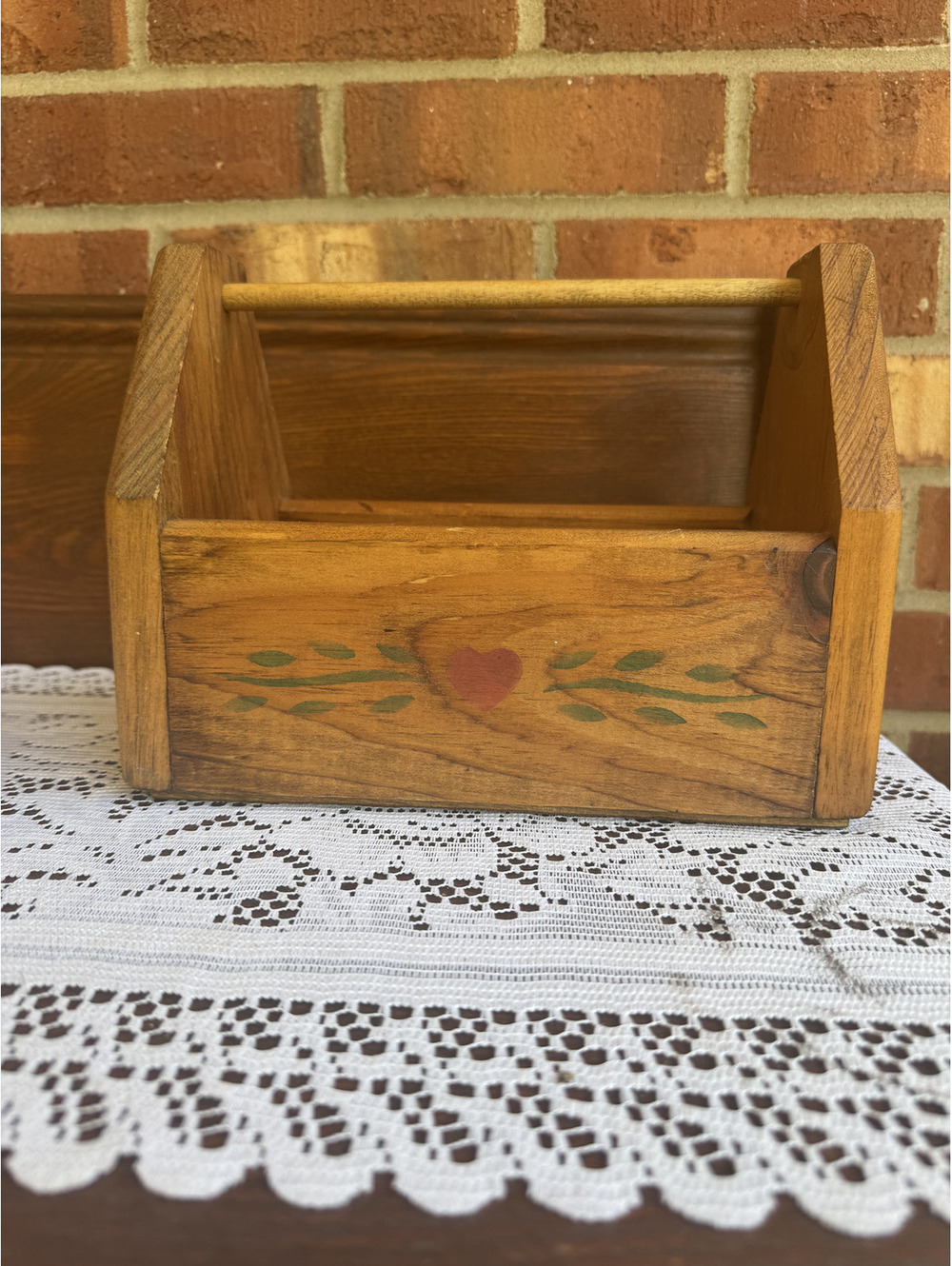 Vintage Wooden Decorative Storage Box with Heart